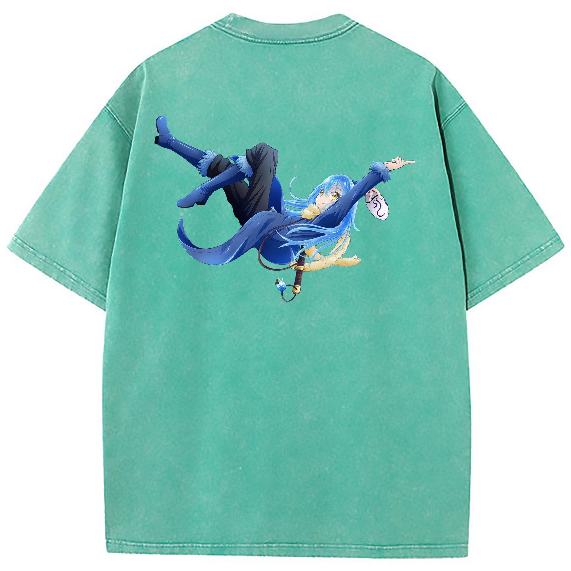 （画像用） 転スラ Regarding Reincarnated to Slime 綿100% ヴィンテージ風 半袖Tシャツ（背面プリント）